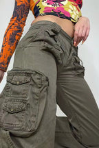 Street Style Low-Waisted Multi-Pocket Denim Cargo Pant image 2
