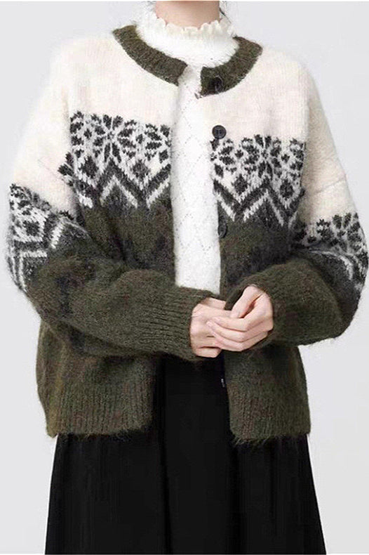 Retro Nordic Snowflake Knit Fair Isle Cardigan image 3