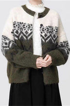 Retro Nordic Snowflake Knit Fair Isle Cardigan image 3