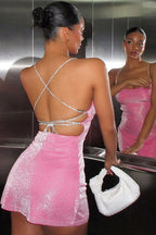 Sparkling Backless Strap Mini Party Dress image 2