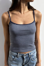 Striped Cropped Casual Cami Top image 3