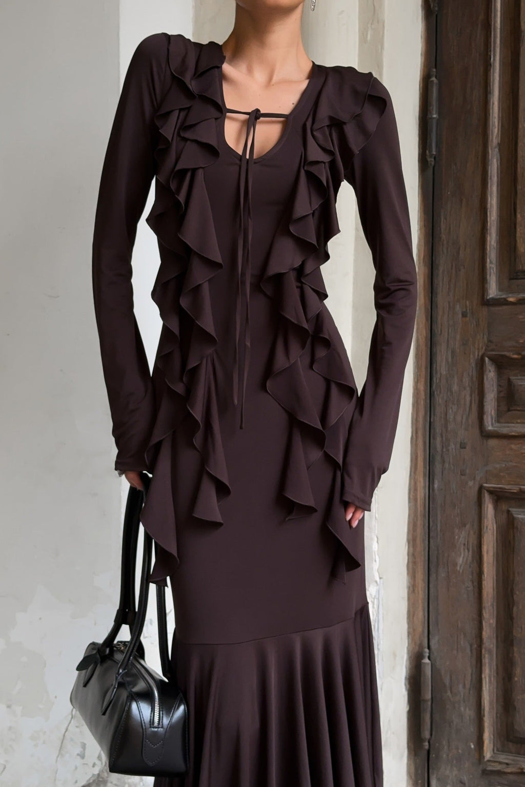 Layered Ruffled V-neck Maxi Boho Dress image 3