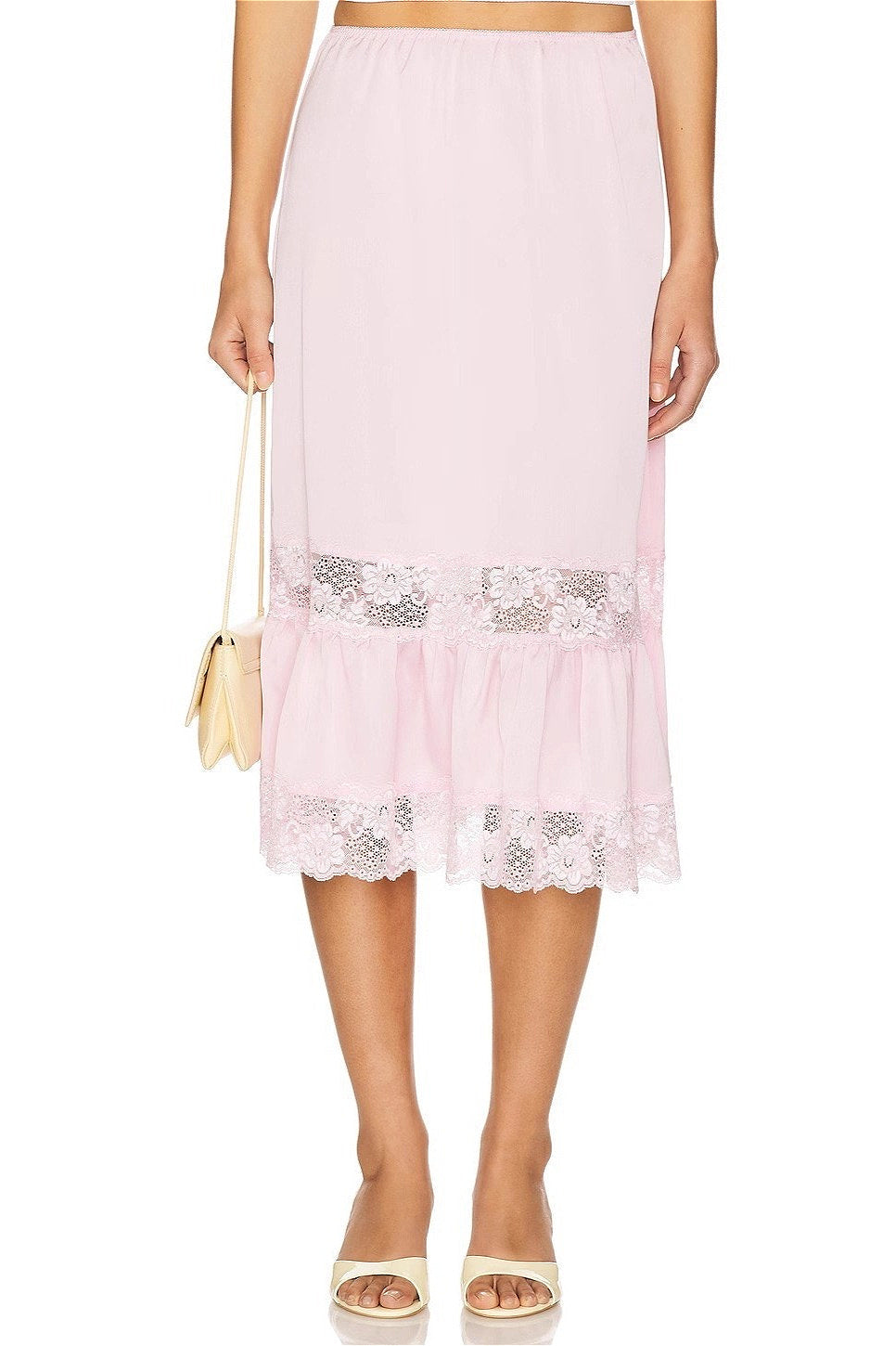 Lace Trim Ruffled Patchwork Casual Skirt image 4