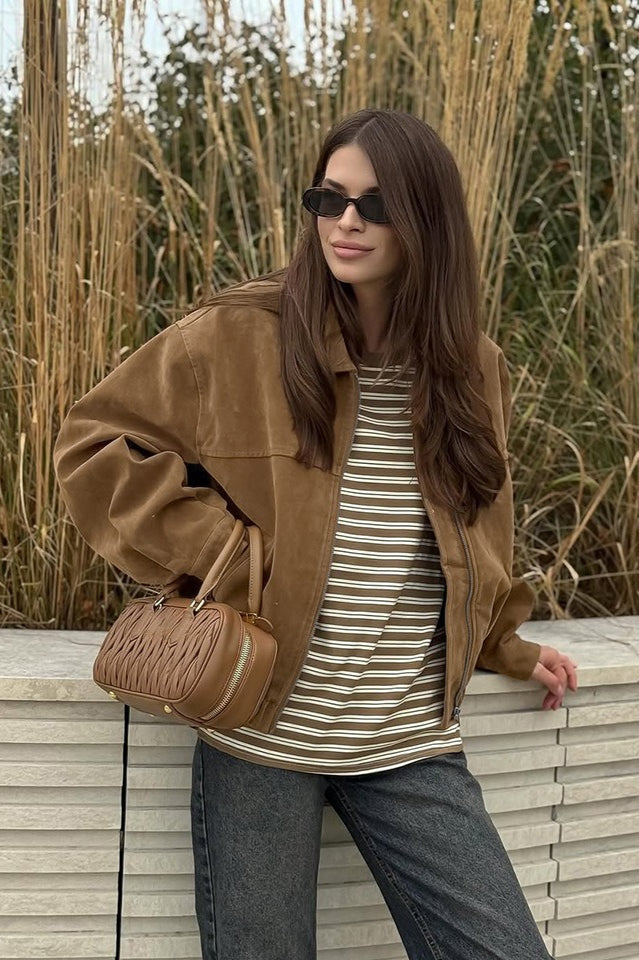 Vintage Suede Zip Front Relaxed Jacket image 1