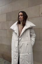 Long Stand Collar Relaxed Quilted Puffer Jacket image 9