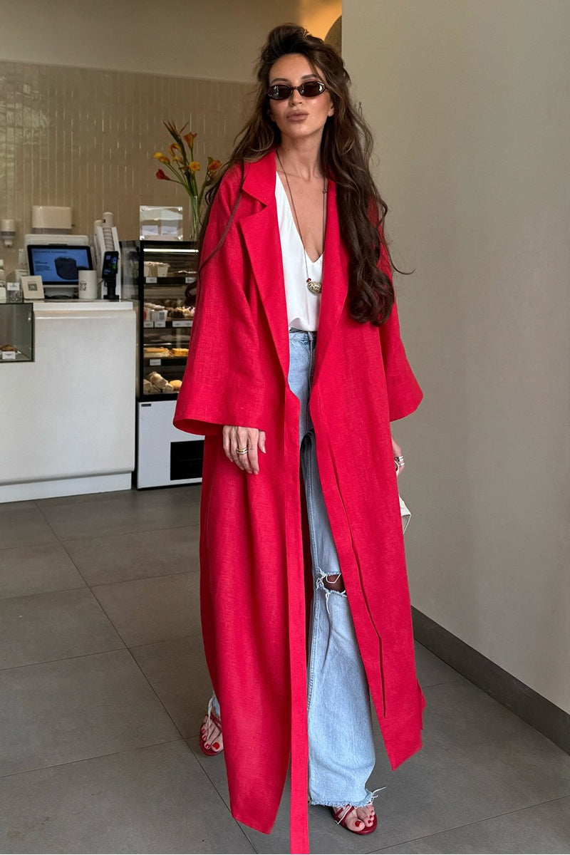 Long Sleeve Cotton Linen Shirt Coat image 2