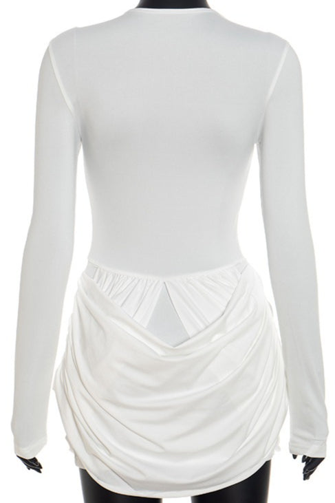 Slim Hollow Pleated Metal Trim Mini Dress image 5