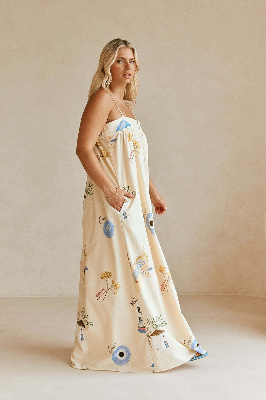 Sexy Spaghetti Strap Linen Vacation Maxi Dress image 5
