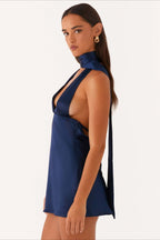 Deep V Backless Ribbon Cocktail Dress image 1