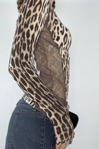 Deep V Neck Leopard Tee Blouse image 2