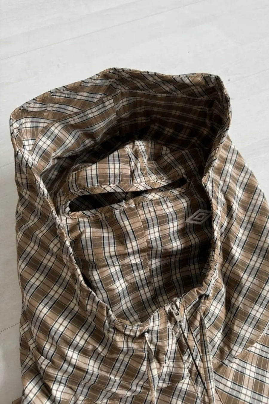 Vintage Plaid Half-Placket Masked Hoodie image 3
