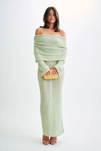 Off Shoulder One Shoulder Knit Sweater Dress image 3