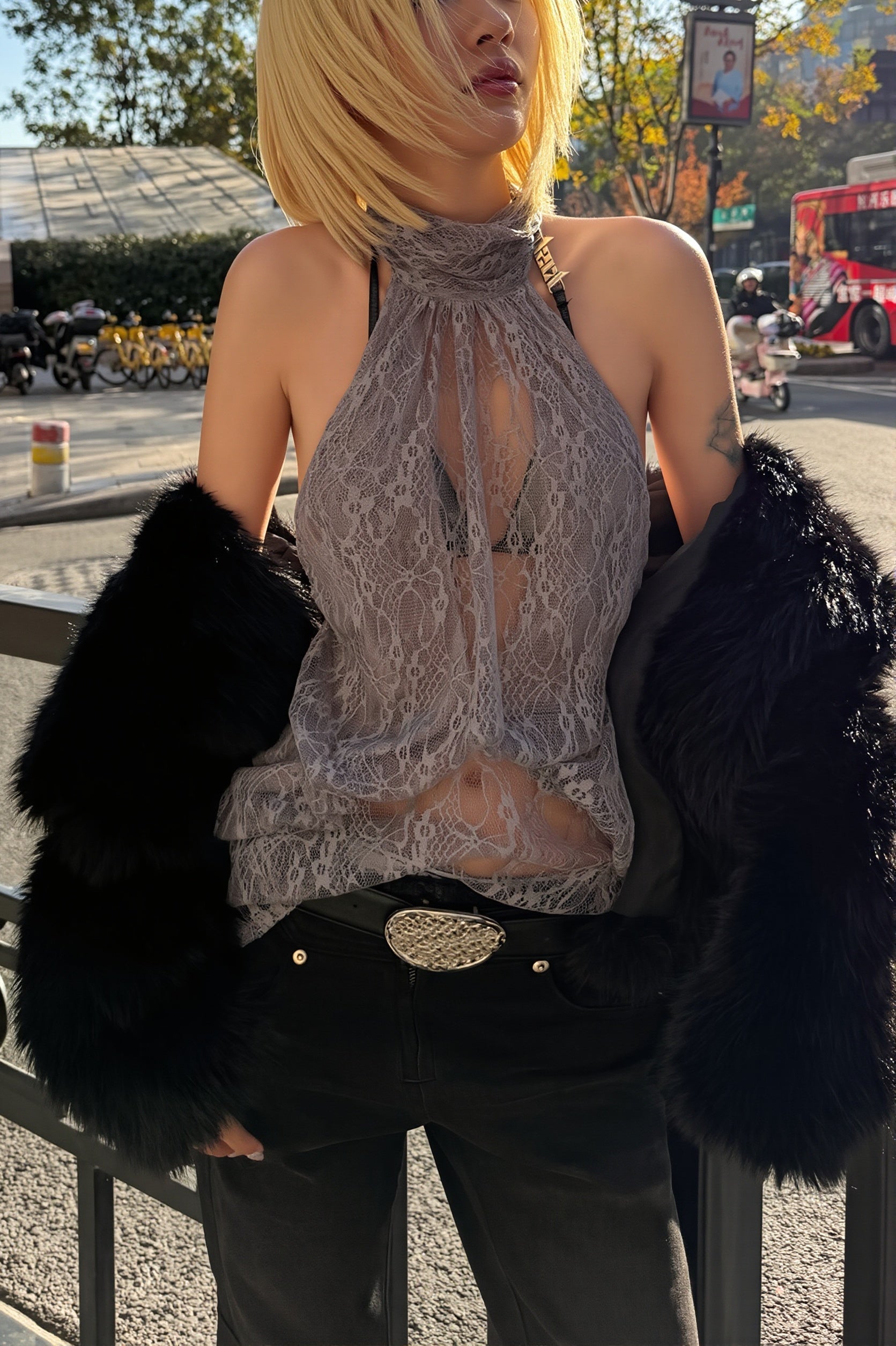 Elegant Irregular Sheer Lace alter Top image 1