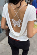 Solid Color Bow Tie Backless T‑shirt image 1