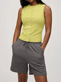 Elara Button Tank styled for Avrienne