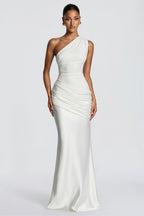 Satin Splice Ruched Slim Maxi Dress image 8