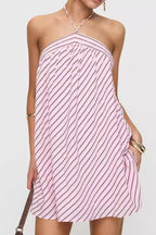 Striped Halter Backless Chic Mini Dress image 5