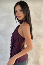 Solid Backless Halter Neck Sexy Sleeveless Halter Top image 2