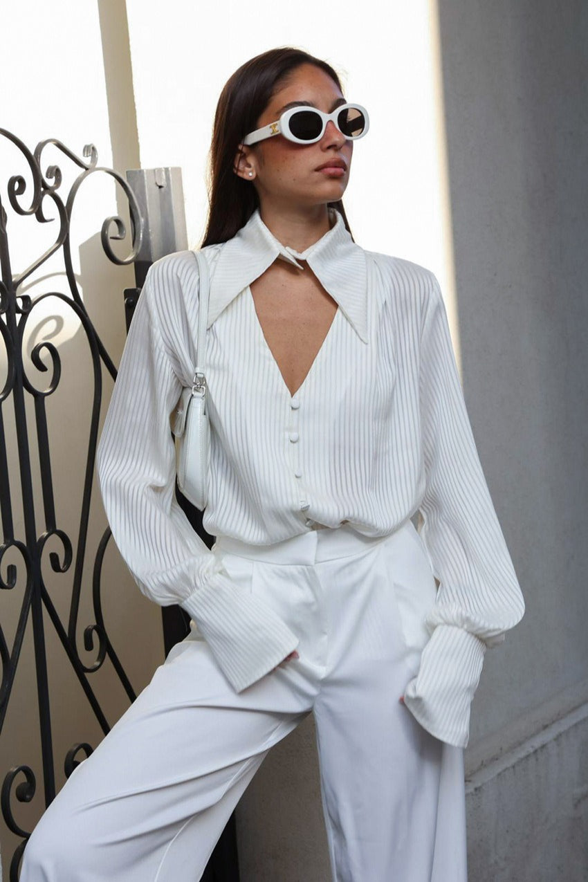 Elegant Collared Long Sleeve Blouse image 1