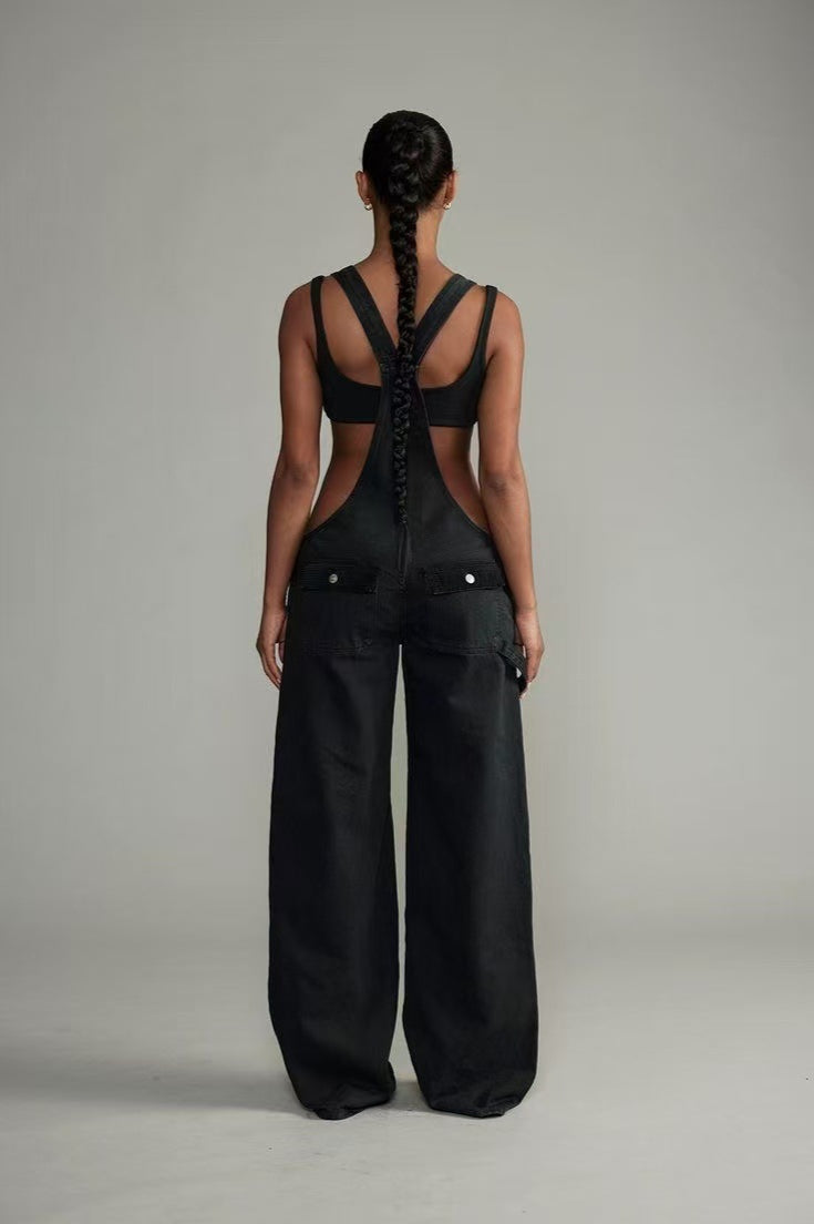 Low Rise Wide Leg Overall Jeans image 14