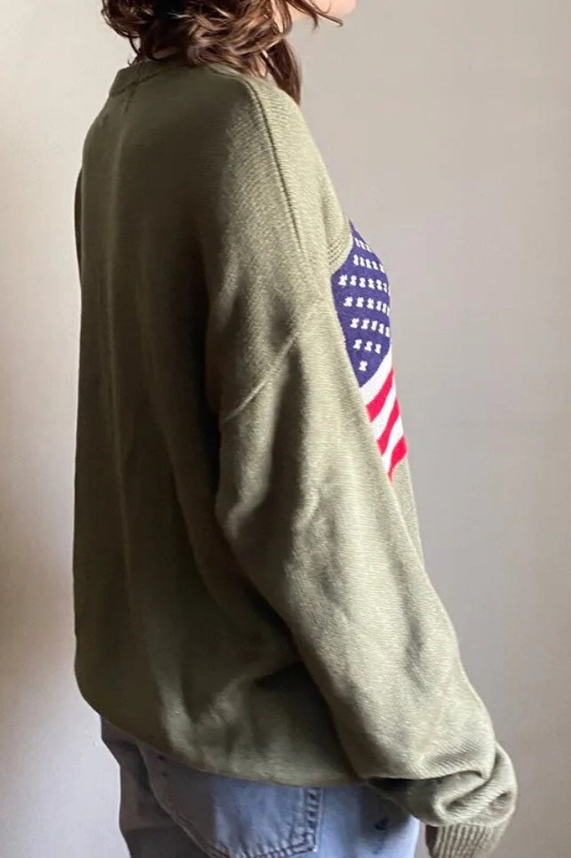 Harajuku Retro US Flag High Neck Sweater image 8