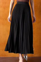 Vintage High-Waist Knit Pleated Midi Skirt image 8