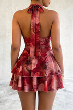 Floral Print Halter Tie Sexy Mini Dress image 3