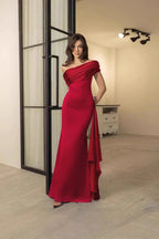 Chic Satin Draped Neck Sheath Formal Dress image 6