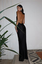 V Neck Halter Backless High Slit Maxi Dress image 7
