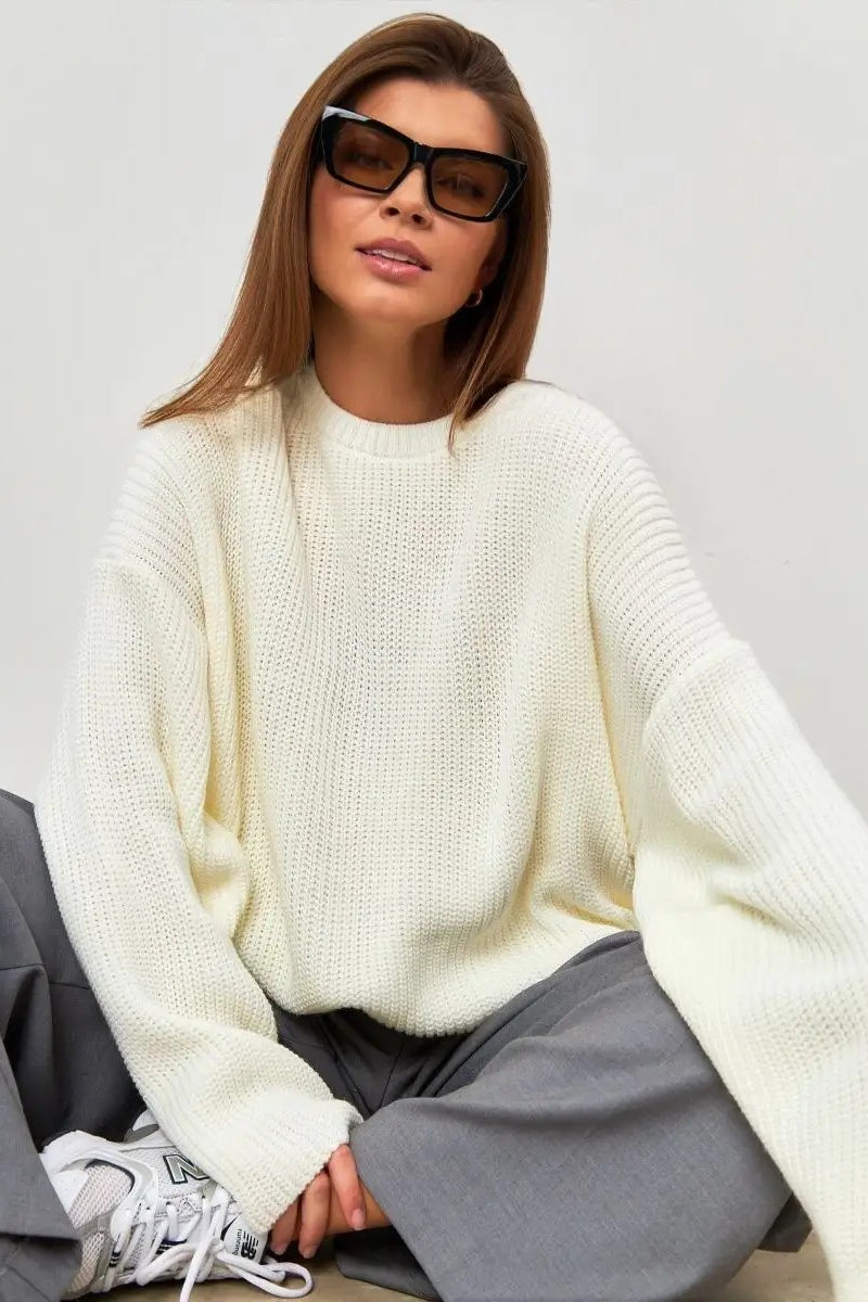 Solid Knit Crewneck Pullover Sweater image 32