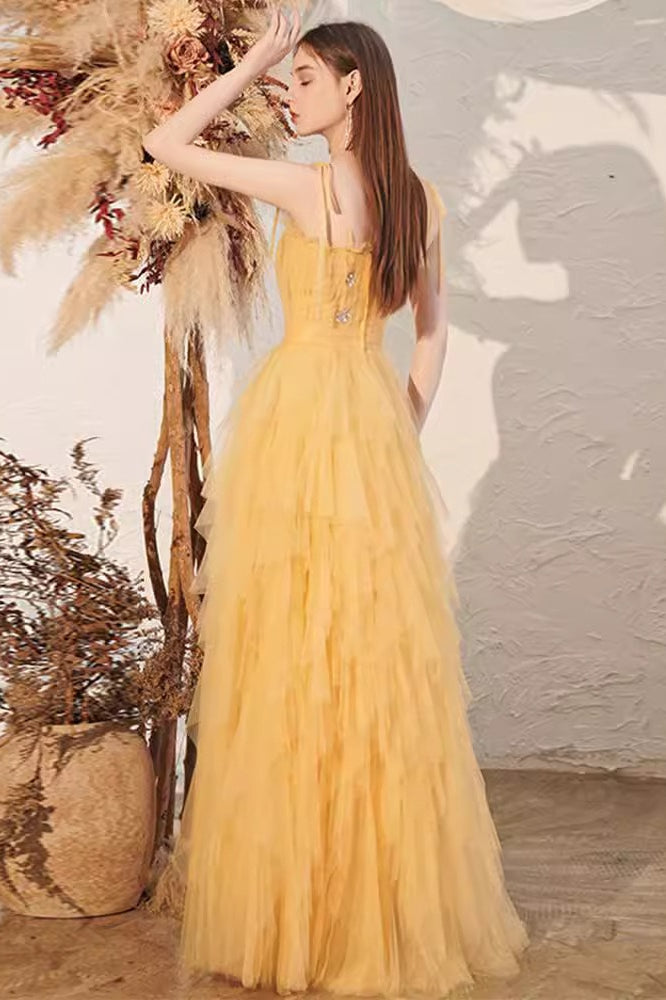 Yellow Spaghetti Strap Mini Formal Dress image 7