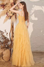 Yellow Spaghetti Strap Mini Formal Dress image 7