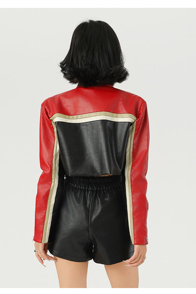 Cropped Moto Faux Leather Coat image 4