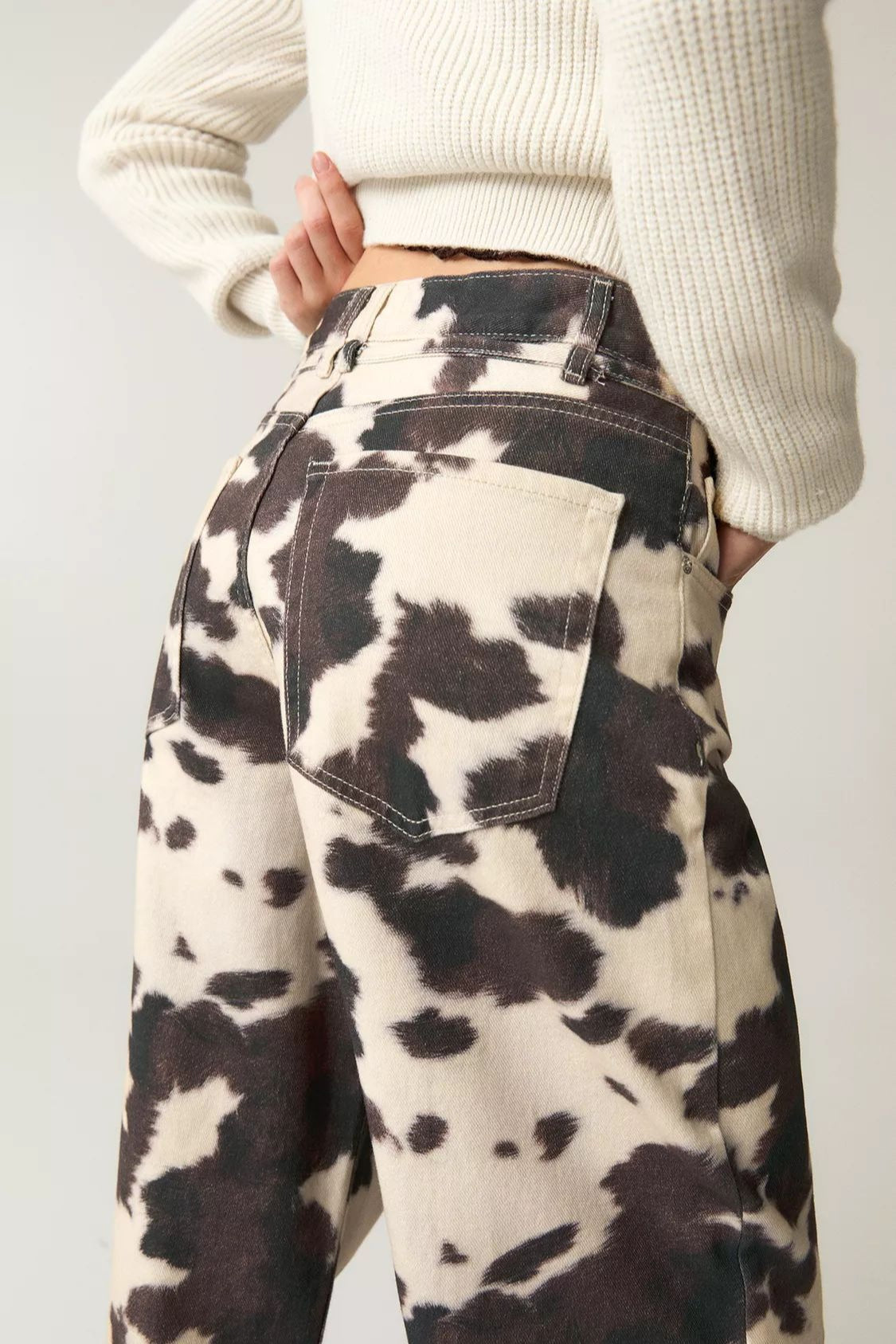 Vintage Cow Print Casual Jeans image 5