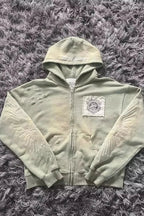 Letter Embroidery Zipper Hoodie image 4