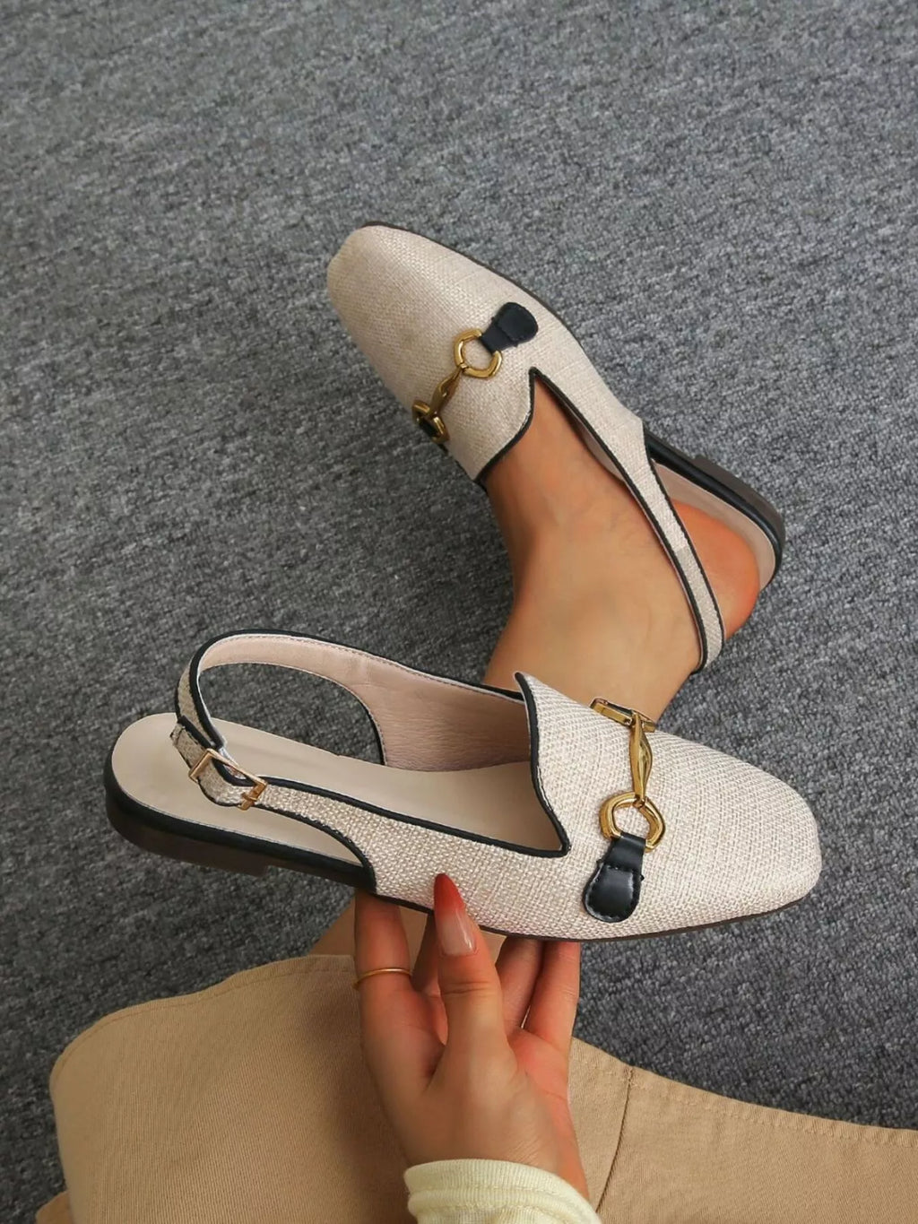 Bianca Slingback Sandals detail view styled for Avrienne