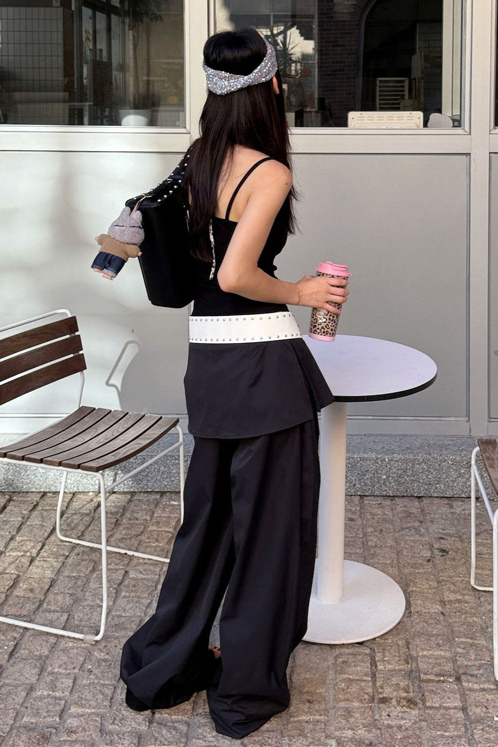 Street Style Loose Fit Spliced Wide Leg Pants image 5