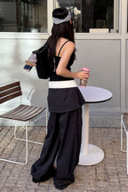 Street Style Loose Fit Spliced Wide Leg Pants image 5