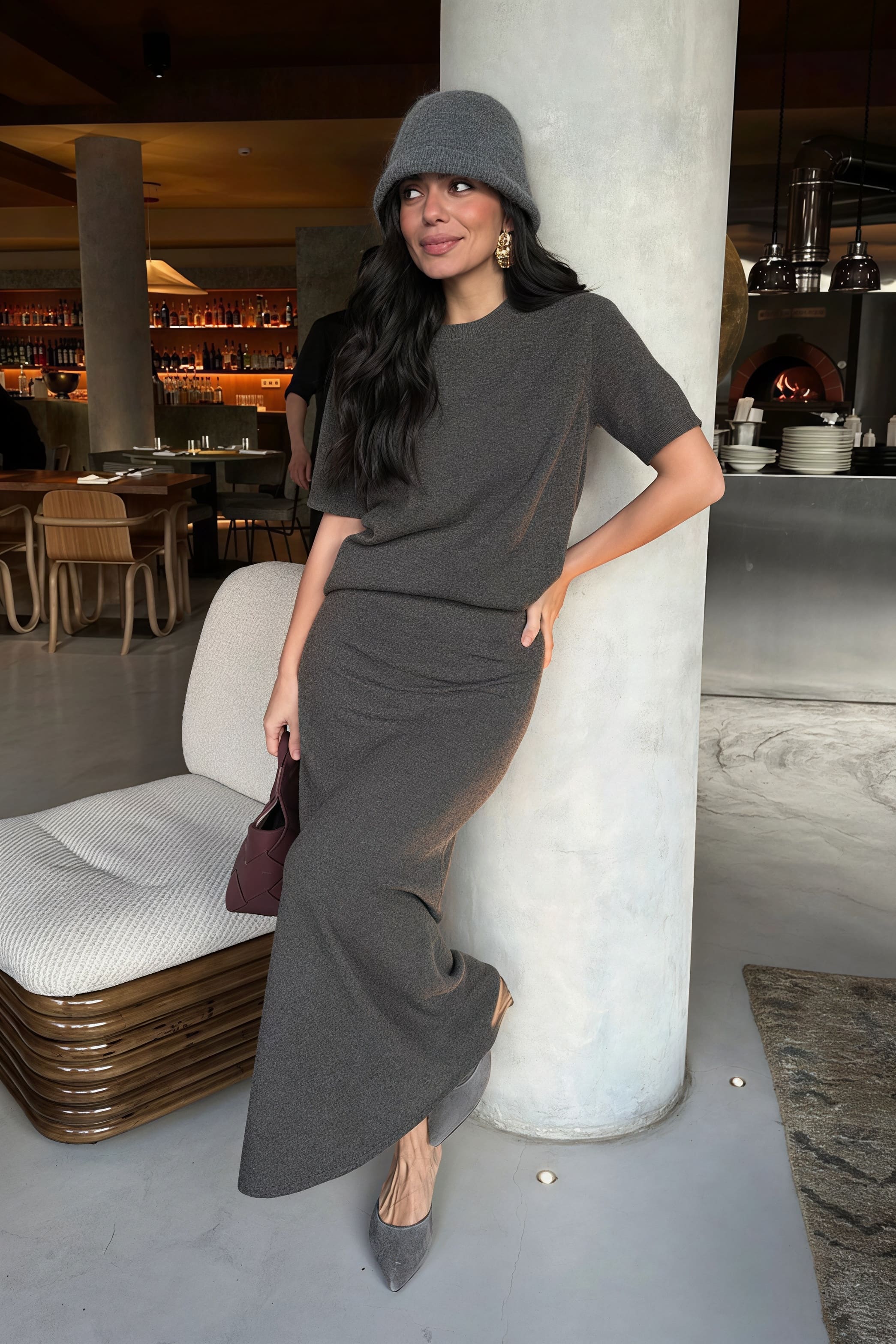 Minimalist Knit Short Sleeve Skirt Set image 6