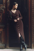 Long Sleeve Button Sweater Dress image 11