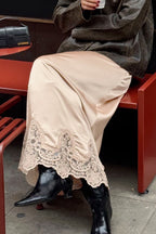 Elegant Lace Trim A Line Skirt image 1