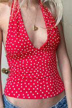 V Neck Heart Polka Dot Cami Top image 1
