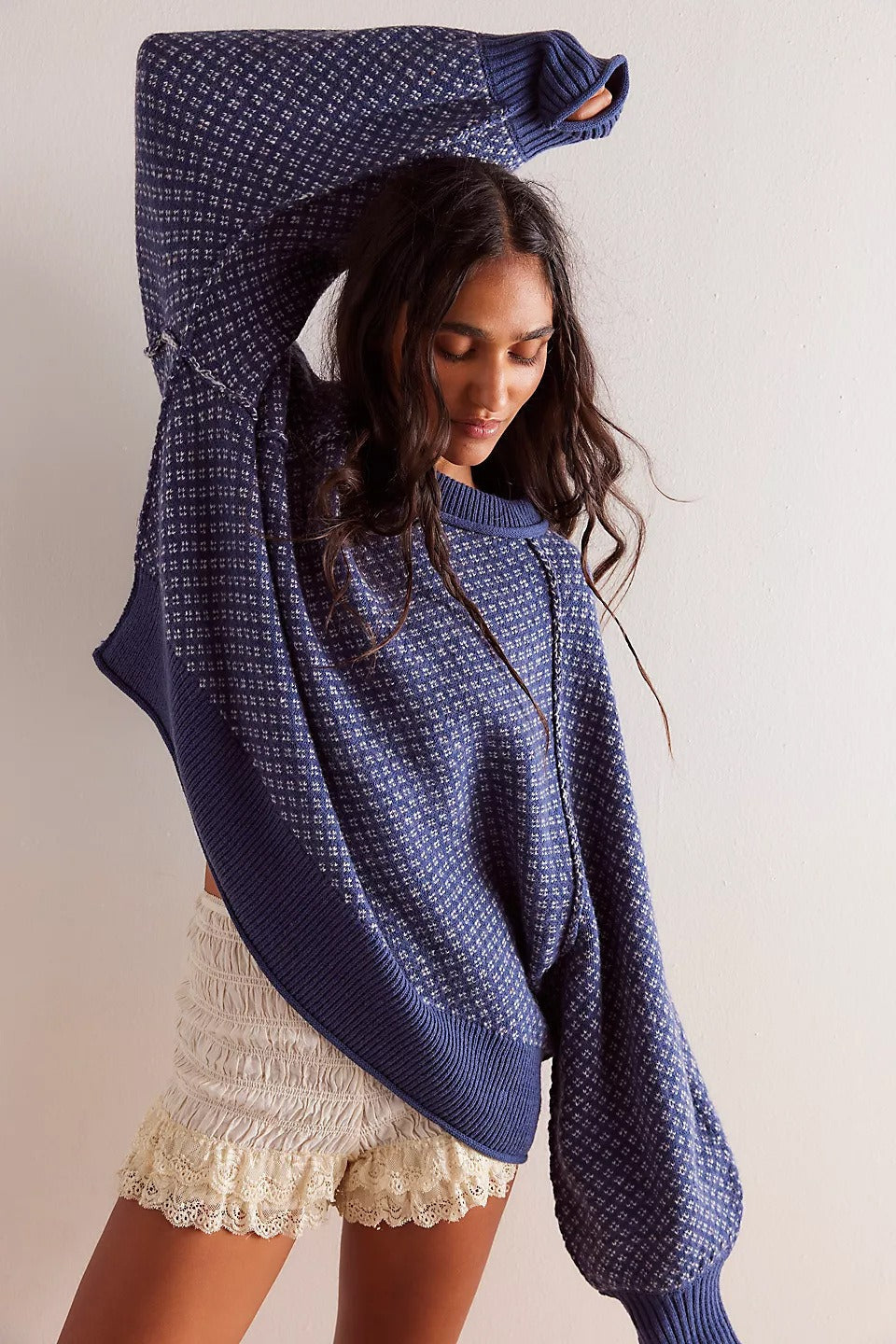 Dotted Panel Loose Crew Neck Sweatshirt image 3