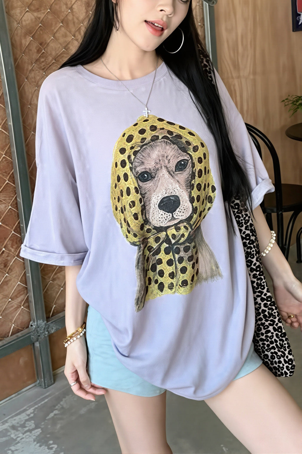 Puppy Print Loose Casual T‑shirt image 3