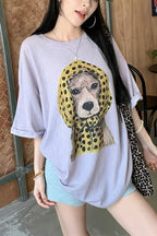 Puppy Print Loose Casual T‑shirt image 3