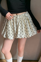 Retro Polka Dot Elastic Waist A Line Mini Skirt image 2