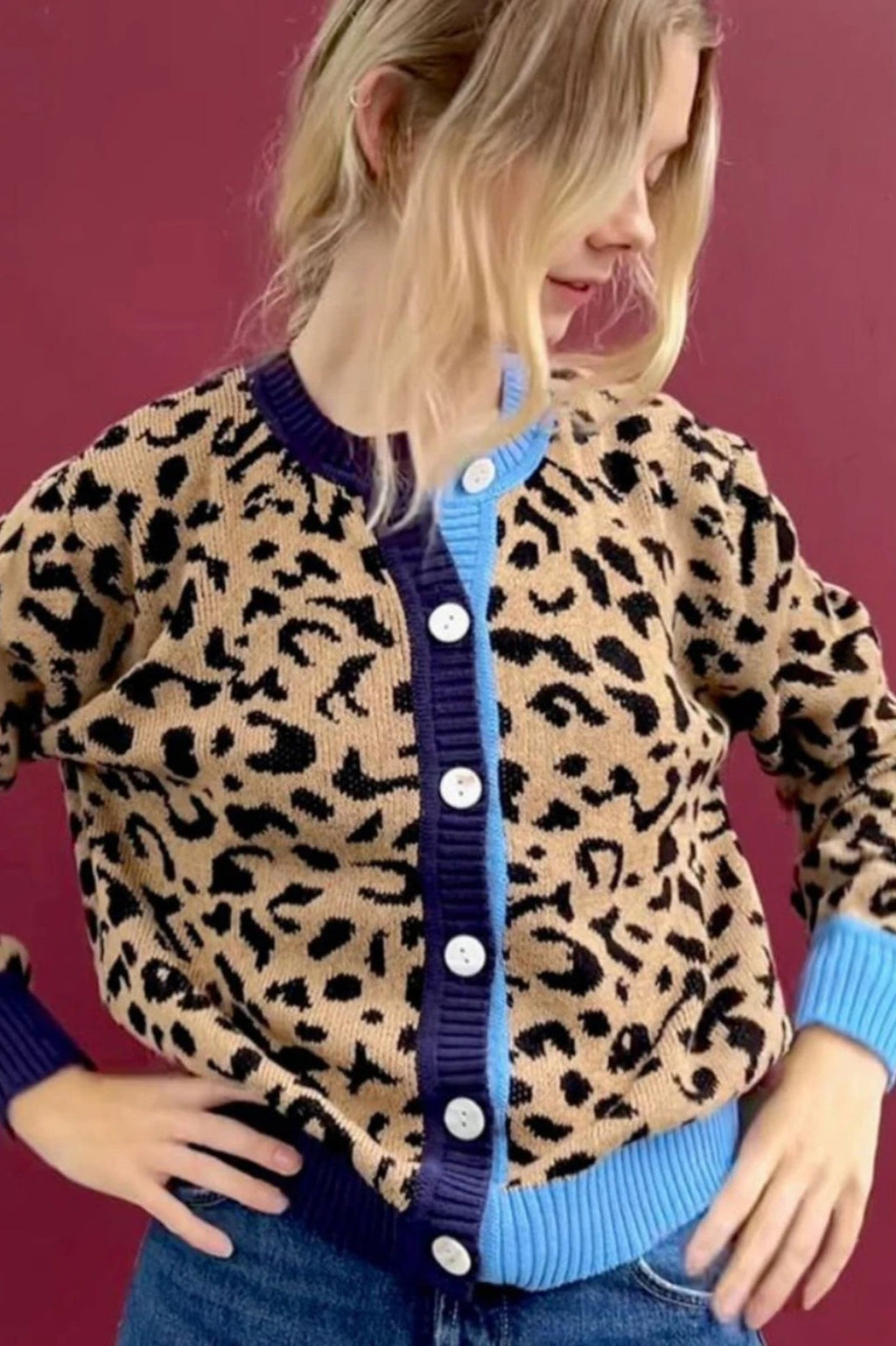 Y2K Vintage Leopard Knit Cardigan image 2