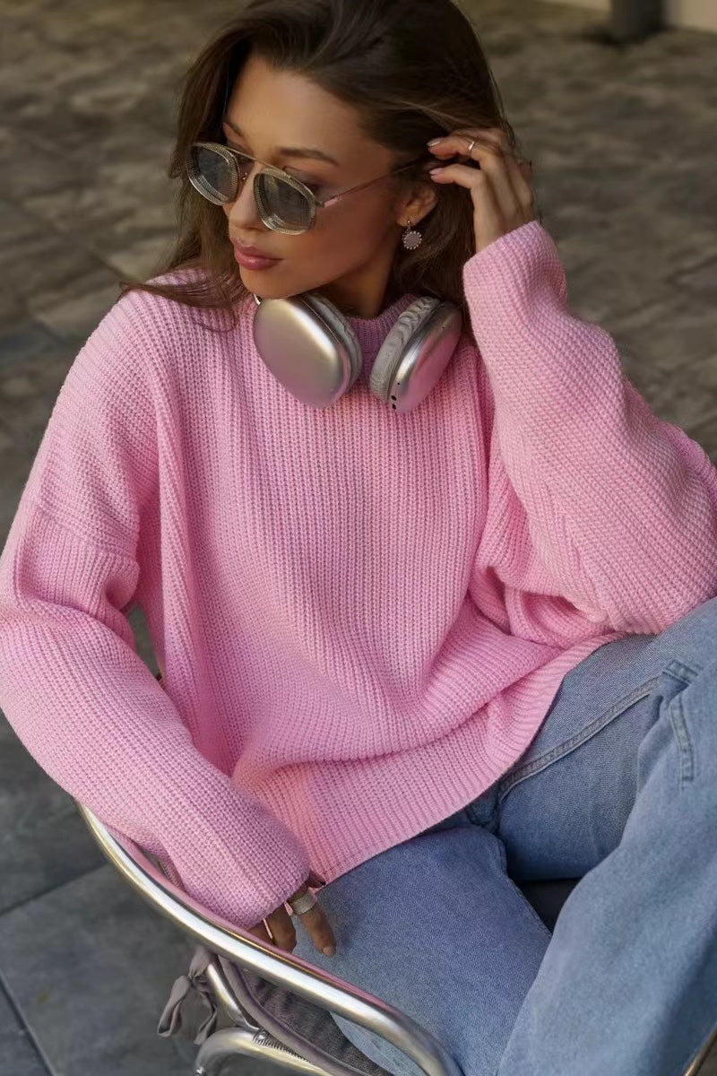 Solid Knit Crewneck Pullover Sweater image 19