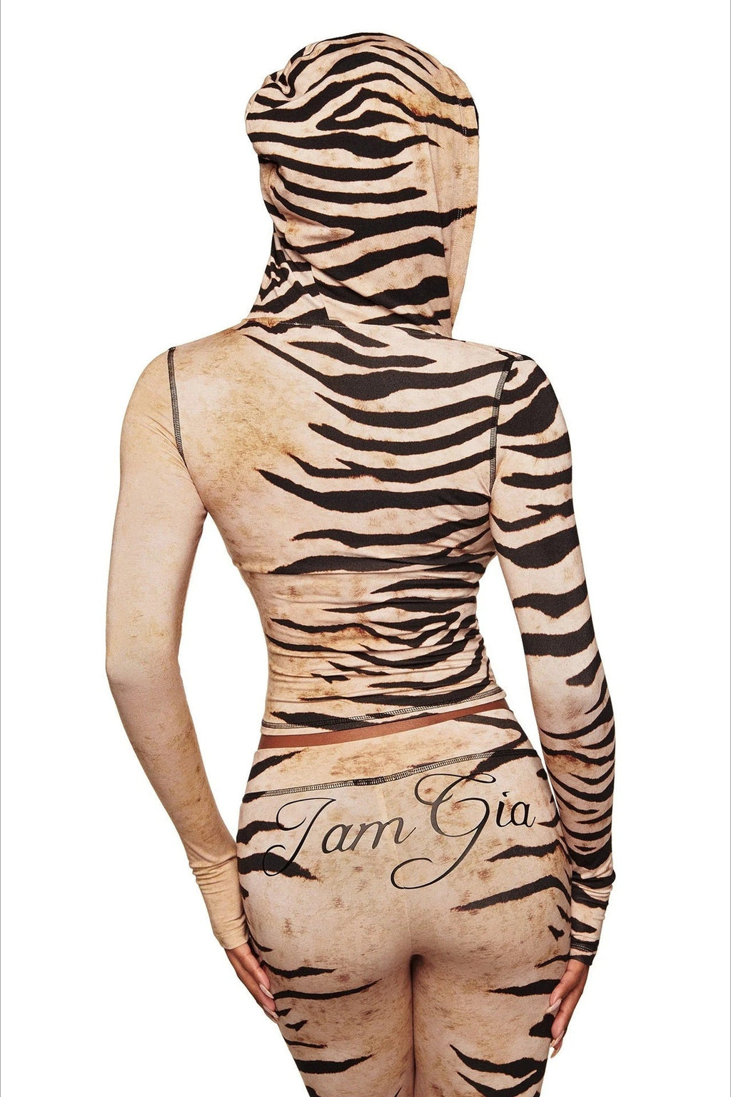 Animal Print Hooded Elastic Two Piece Set image 4