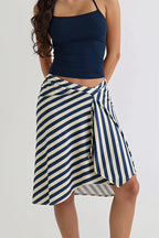 Elegant Striped Irregular Midi Skirt image 4